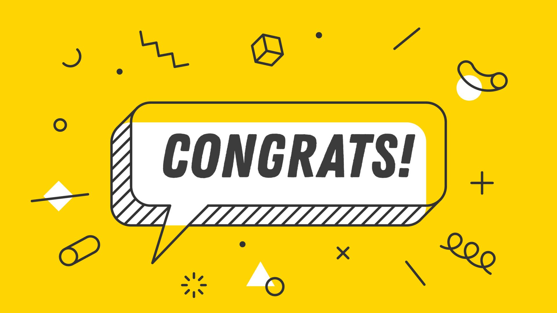 Congrats with a yellow background