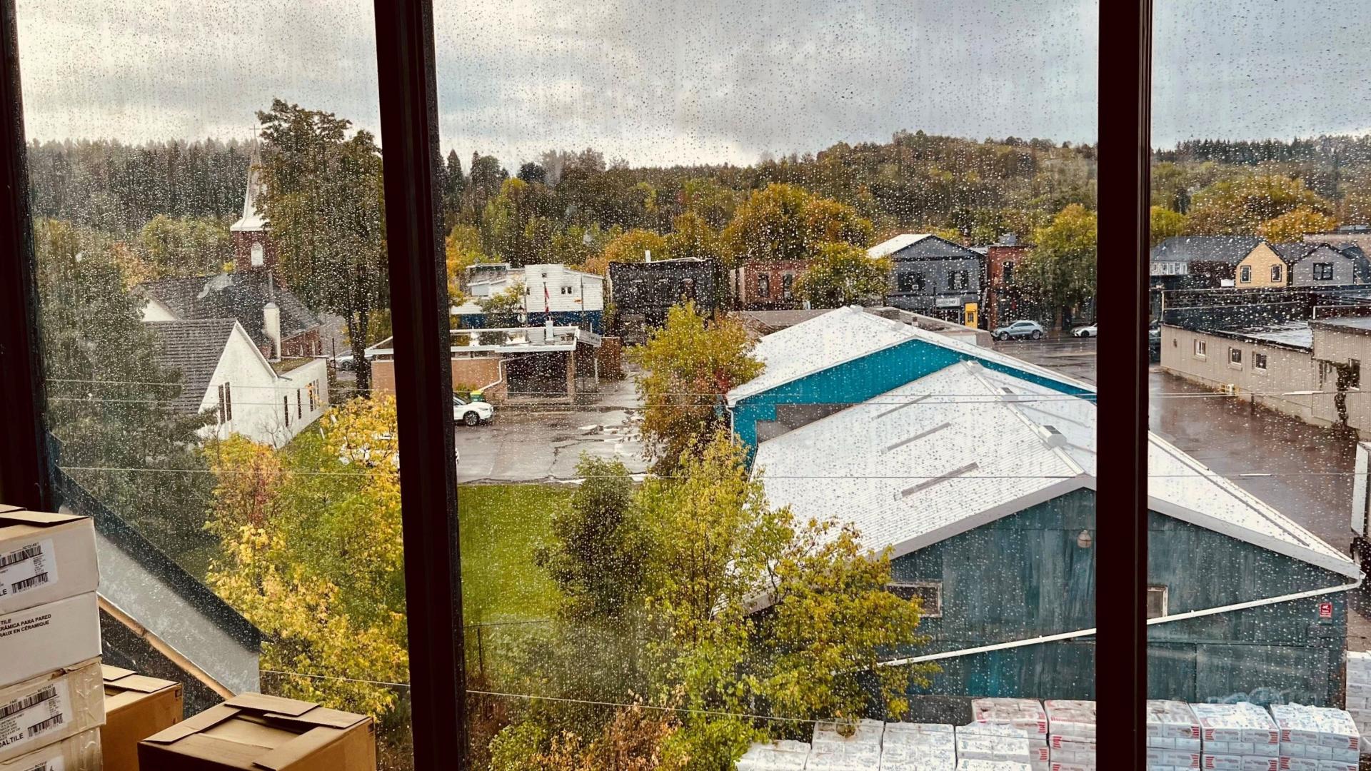 View from fourth floor windows overlooking Main Street businesses in Erin