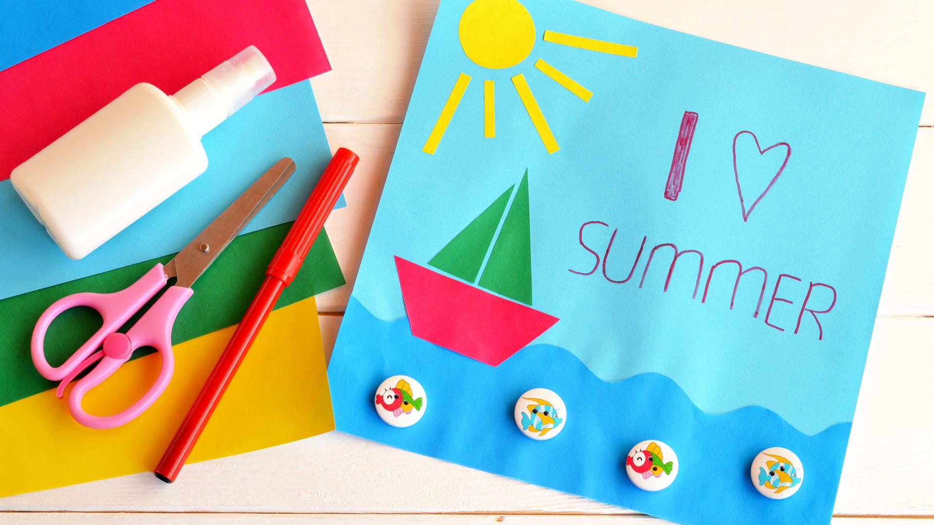 Photo of a paper craft with the words I love summer and a sailboat